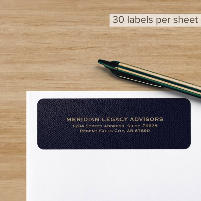 Élégant Blue Gold Business Return Adresse Label (Créateur téléchargé)