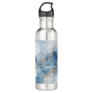 Elegant Blue Gold Glitter Abstract Flow            710 Ml Water Bottle