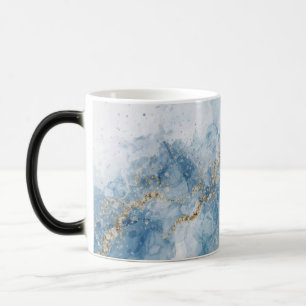 Elegant Blue Gold Glitter Abstract Flow Magic Mug