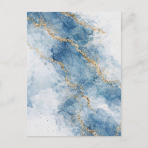 Elegant Blue Gold Glitter Abstract Flow Postcard