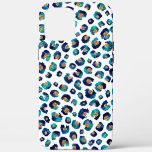Elegant Blue Gold Glitter Leopard Animal Print iPhone 12 Pro Max Case