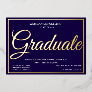 Elegant Blue Gold Graduate Graduation