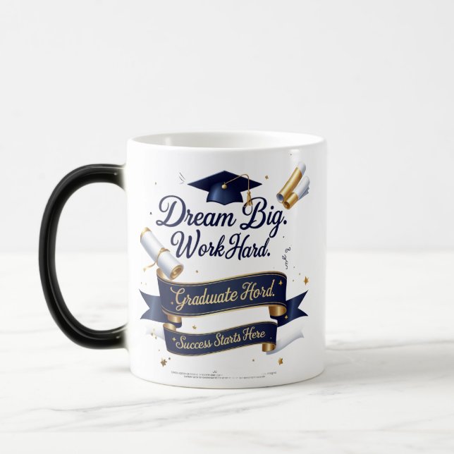 Elegant Blue & Gold Graduation Morphing Mug – 11oz (Left)