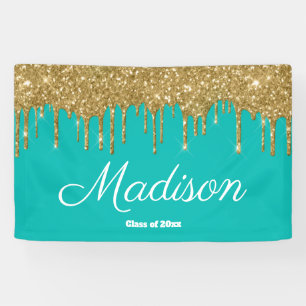 Elegant Blue & Gold Graduation Party Class of 2024 Banner