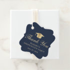 Elegant Blue Gold Graduation Party Thank You
