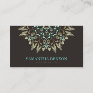 Elegant Blue & Gold Lotus Yoga Instructor Business Card
