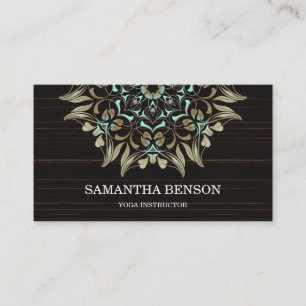 Elegant Blue & Gold Lotus Yoga Instructor Business Card