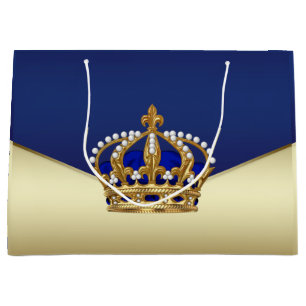 Elegant Blue Gold Prince Large Gift Bag