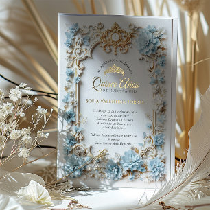 Elegant Blue Gold Quinceanera Spanish Sweet 15