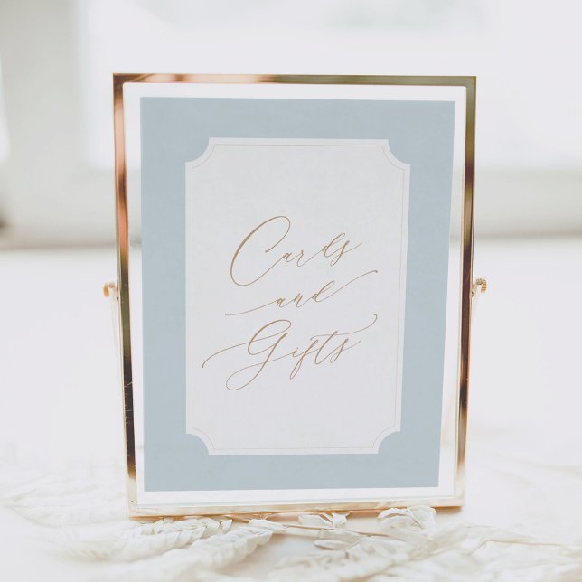 Elegant Blue Gold Script Cards and Gifts Sign (Creator Uploaded)