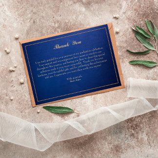 Elegant Blue & Gold Trimmed Thank You Card 
