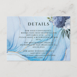 Elegant Blue & Gold Wedding Enclosure Card