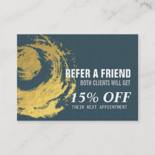 Elegant Blue Gold ZEN Symbol Referral Card