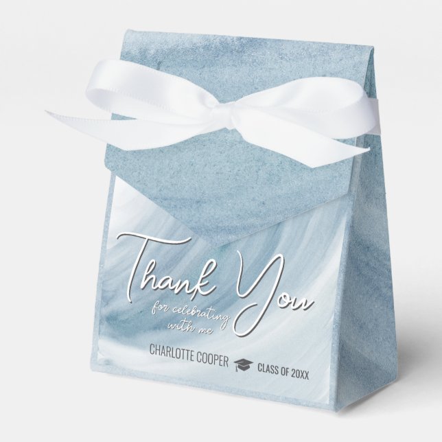 Elegant Blue Graduation Thank You Favor Box (Front Side)