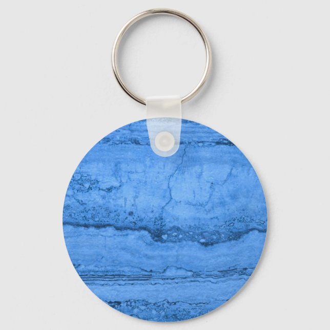Elegant Blue Granite pattern blue marble  Keychain (Front)