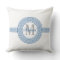 Elegant Blue Greek Key Monogram Pillow
