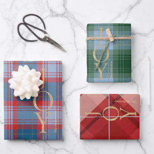 Elegant Blue Green Buffalo Plaid Christmas Wrapping Paper Sheet
