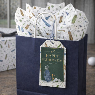 Elegant Blue Green Golf Theme Happy Father's Day Gift Tags