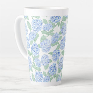 Elegant Blue Green Hydrangea Preppy Latte Mug