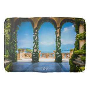 Elegant Blue & Green Italian Villa Arches Bath Mat