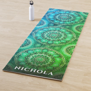 Elegant Blue Green Mandala Pattern Personalized  Yoga Mat