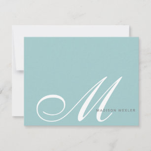 Elegant Blue Green Monogram Script Initial Card