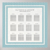 Elegant Blue Green Pattern Seigaiha Seating Chart