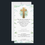 Elegant Blue Greenery Confirmation Bookmark Favour Thank You Card<br><div class="desc">Thank your guests with a bookmark they will cherish! Elegant Confirmation thank you favour with gorgeous greenery and golden cross. Blue mint and pale green decorative leaves on the sides. You may keep verse or add your own prayer or message. If you would like to add a decorative ribbon on...</div>