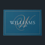 Elegant Blue Grey Monogram Name Newlywed Wedding Doormat<br><div class="desc">Elegant Blue Grey Monogram Name Newlywed Wedding Doormat</div>