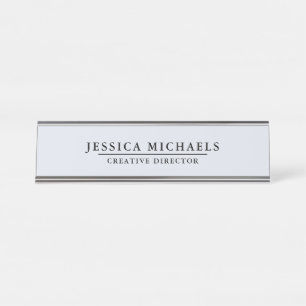 Elegant Blue Grey with Black Text Desk Name Plate