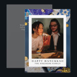 Elegant Blue Happy Hanukkah Family 1 Photo Holiday Card<br><div class="desc">light and love| Elegant Blue Happy Hanukkah Family 1 Photo</div>