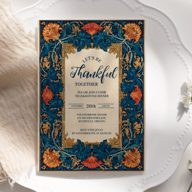 Elegant Blue Harvest Thanksgiving Celebration Invitation (Creator Uploaded)