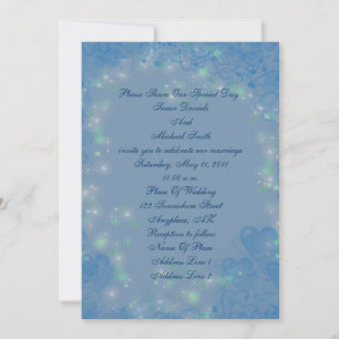 Elegant Blue Hearts Sparkly Lights Wedding  Invitation