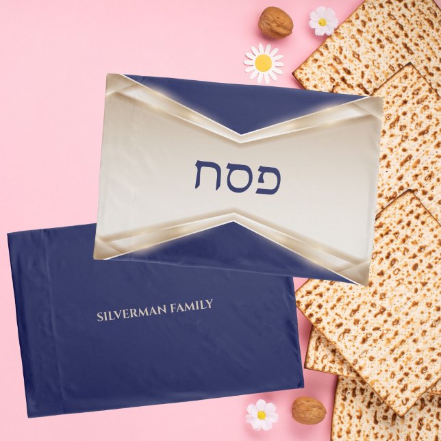 Elegant Blue Hebrew Pesach Custom Passover  Pillowcase (Creator Uploaded)
