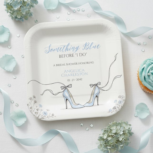 Elegant Blue Heels Bridal Shower Paper Plate (Elegant Blue Heels Bridal Shower Paper Plates
)