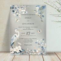 Elegant Blue Heron Foliage Florals Wedding