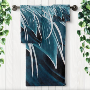 Elegant Blue Heron Wildlife Bird Nature Bath Towel Set