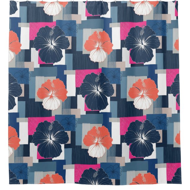 Elegant Blue Hibiscus Floral Pattern (1) (Front)