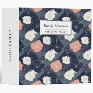 Elegant Blue Hibiscus Floral Pattern (10) Binder