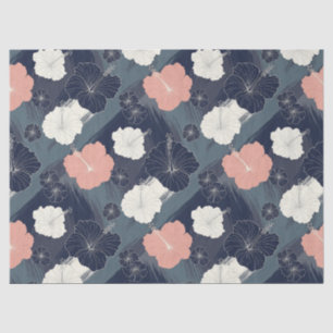 Elegant Blue Hibiscus Floral Pattern (10) Tissue Paper