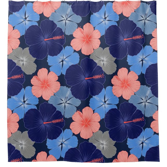 Elegant Blue Hibiscus Floral Pattern (11) (Front)