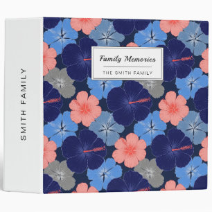 Elegant Blue Hibiscus Floral Pattern (11) Binder