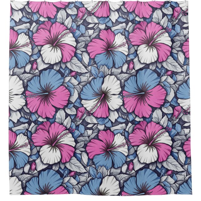 Elegant Blue Hibiscus Floral Pattern (12) (Front)