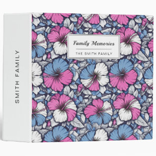 Elegant Blue Hibiscus Floral Pattern (12) Binder
