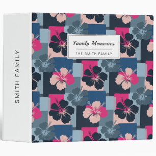Elegant Blue Hibiscus Floral Pattern (13) Binder