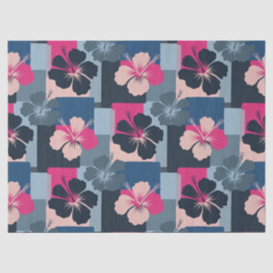 Elegant Blue Hibiscus Floral Pattern (13) Tissue Paper