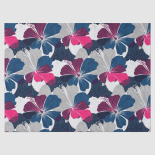 Elegant Blue Hibiscus Floral Pattern (14) Tissue Paper