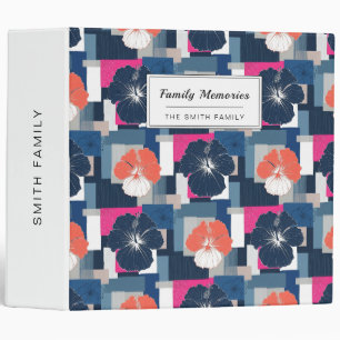 Elegant Blue Hibiscus Floral Pattern (1) Binder