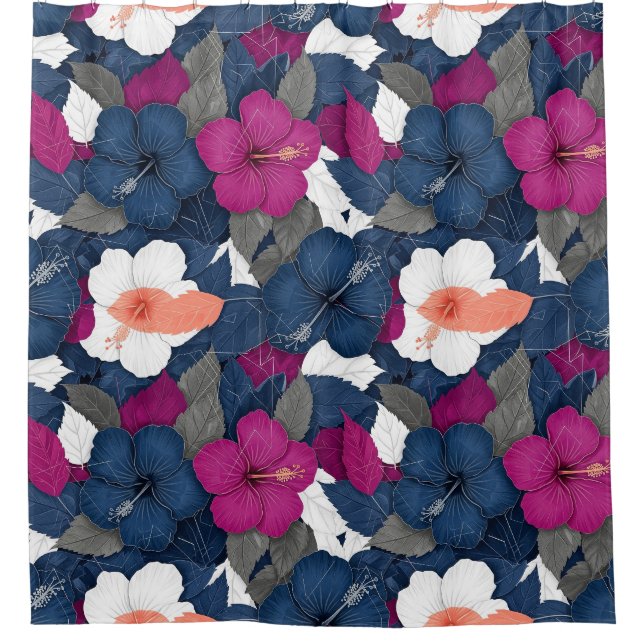 Elegant Blue Hibiscus Floral Pattern (2) (Front)