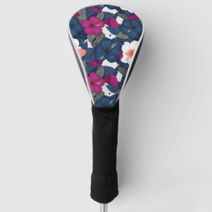 Elegant Blue Hibiscus Floral Pattern (2) Golf Head Cover